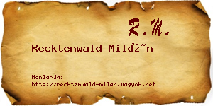 Recktenwald Milán névjegykártya